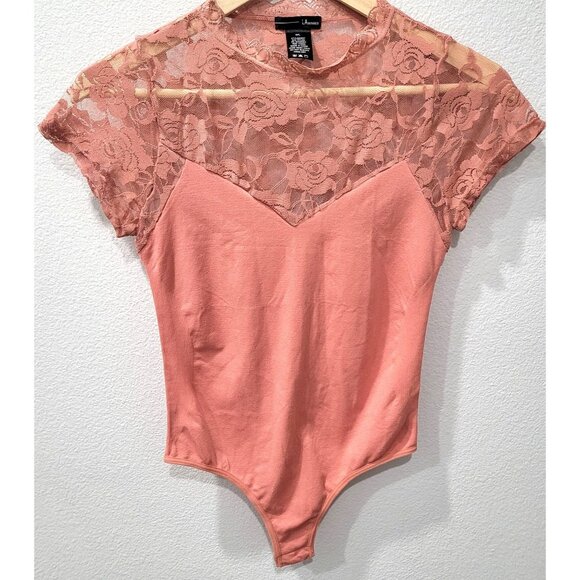 Women's LAwinner Floral Lace Bodysuit Snap Closure Size M/L - Picture 1 of 7
